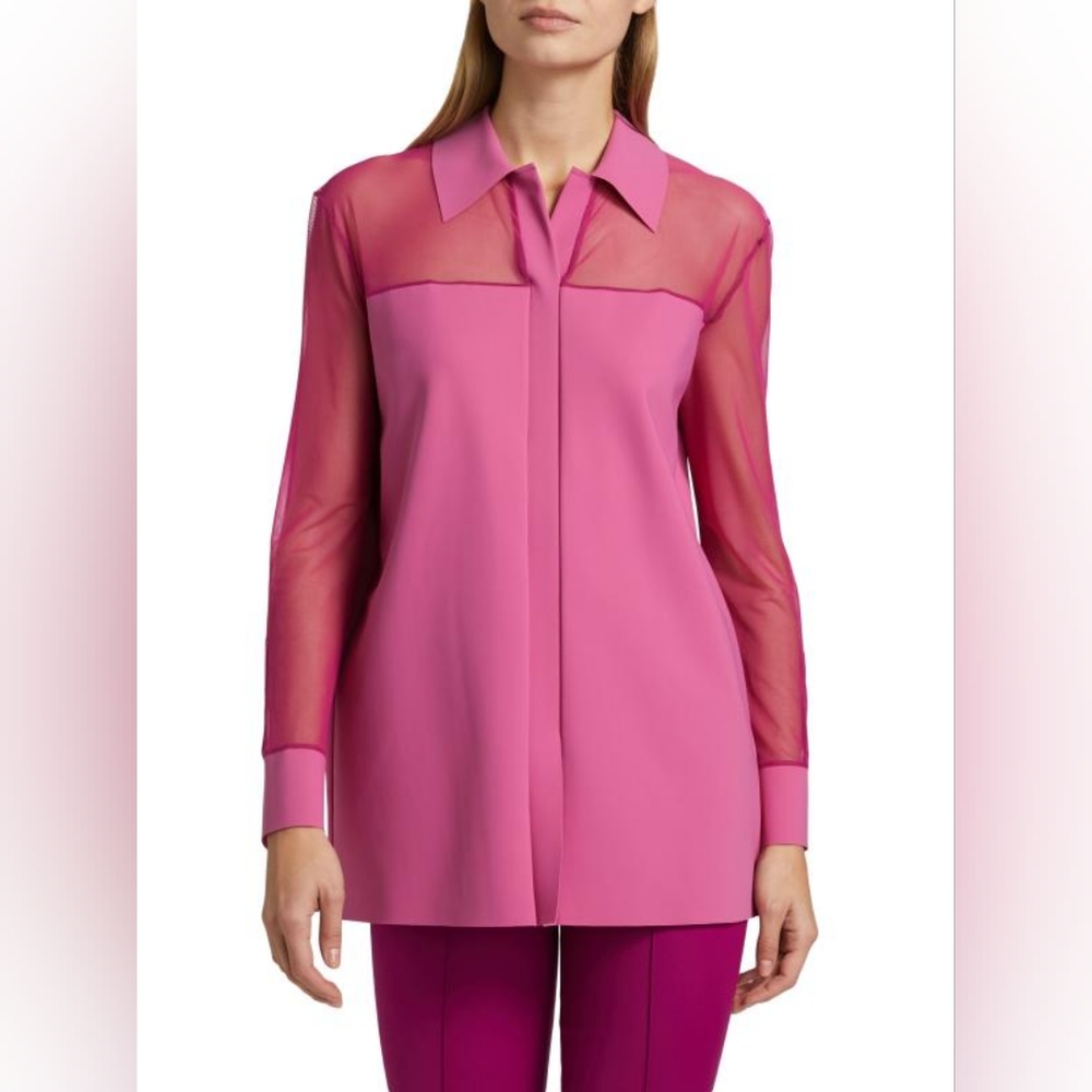 NEW! Chiara Boni Drogo Illusion Button-Front Shirt Size Small